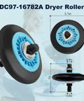 DC97-16782A dryer roller from All In One Diy Ready Dryer Repair Kit With Roller Belt And Idler Pulley Replacement DC97-16782A 6602-001655 DC93-00634A Fits DV210AEW XAA DV40J3000EW A2 DV42H5200GP A3 DV42H5200EF A3 DV45H7000EW A2 APPLIANCEMATES