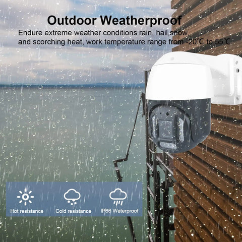 4K PTZ POE Outdoor Security Camera With 10X Optical Zoom Speed Dome AI Human And Vehicle Detection IP Dome Camera under rain