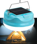 Go To Solar Camping Light For Tent Power Outages, Rechargeable LED Lantern With 4000mAh Battery hanging in a tent at night.
