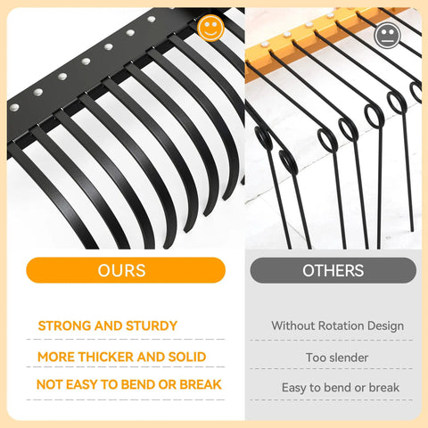 Comparison of the Beast Of A Tow Behind Landscape Rake For ATV And UTV 48 Inch Wide with competitor's product, highlighting strength and durability.