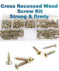 Zinc Plated Flat Head Self Tapping Wood Screws Assortment Kit 151 To 251 Pieces Perfect For DIY Quick Fixes Decks Furniture Cabinets And Woodworking Projects Dual End Thread Linking For Hidden Tight Joints And Easy Self Penetrating Spiral Design, cross recessed screw kit in case