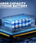 Large-capacity lithium battery with 18V 4.0Ah design showing cells and electric components for extended use.