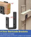 Beefy U Shaped Door Barricade Brackets For 2x4 Wood Reinforcement Industrial Grade Steel Security Brackets installed on door