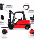 Effortless Electric Forklift Truck And Portable Pallet Stacker with strong forks, compact body, and ergonomic seat for material transport.