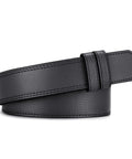 Mechanic Belt For Men No Scratch TSA Approved Non Metal Hypoallergenic Black Leather Buckleless Belt with visible Velcro closure