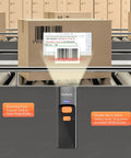 Ultra Pocket Sized 2D Barcode Scanner Bluetooth 3 In 1 Wireless USB 2.4G scanning barcode on package on conveyor