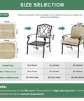 4 Pack Outdoor Chair Cushions Faux Linen For Patio Furniture With Deep Seat Cushions And Plush Backrest Cozy Support Water Resistant Ties And Removable Covers Non Slip Bottom 24 By 24 Inch Nature shown with size chart and measurement guide for fitting.