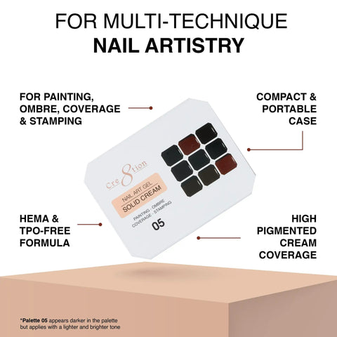 Pro Grade Solid Nail Gel Cream Palette For Nail Art With Ombre And Stamping For Full Coverage 9 Color Set HEMA Free And TPO Free