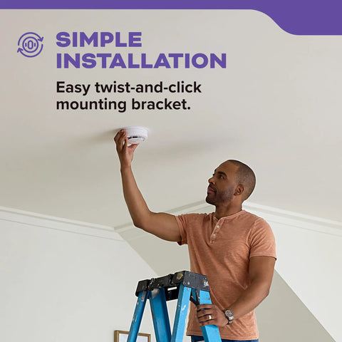 Two In One Smoke And Carbon Monoxide Detector Bundle With Ten Year Battery, Model 30CUD10, Two Pack, Faster Smoke Detection, Red LED Alert For Home Safety. Simple installation on ceiling