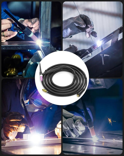 Pro Grade Heavy Duty TIG Welding Gun WP26V 4M Cable With European Connector in action during welding tasks.