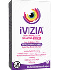 iVIZIA micellar eyelid cleansing wipes box, 20 sterile single-use wipes, preservative-free, no rinse