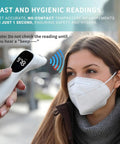 Dual Mode Infrared Thermometer No Contact Forehead And Ear For Adults Kids And Babies With Fever Alarm 1 Second Reading 32 Memory Recall Easy Switch Anytime, white handheld thermometer measuring forehead