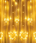 Heart Curtain Lights For Valentine's Day And Romantic Room Vibes USB Plug Or Battery Powered 123 LED 11 Heart Light Up