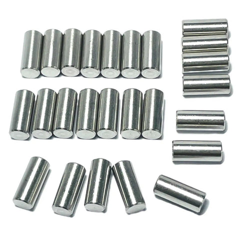 Top Grade 25 Pack Of 6Mm X 12Mm 304 Stainless Steel Dowel Pins And Precision Metal Shelf Pegs, displayed in rows.