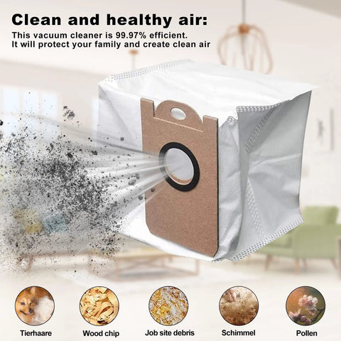Leakproof Six Pack Dust Bags With Mega Capacity For M7 Pro M7 Max M8 And iHome AutoVac Nova Vacuums plus filtration diagram