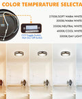 Indoor Outdoor 10 Inch LED Flush Mount Ceiling Light With 5 Color Temperature 2700K To 5000K, Motion Sensor Activated At Night