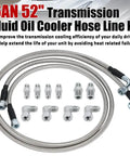 Killer 6AN Transmission Cooler Hose Kit 52 Inch Stainless Steel Braided PTFE Oil Lines set with fittings and connectors.