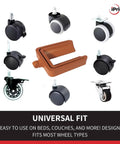 Different types of furniture casters with No Lift Wheel Stoppers For Rolling Furniture Bed And Furniture Stopper Keeps Your Bed From Sliding No Lifting Required Heavy Duty Caster Cups Solid Rubber 4 Pack Brown in the center