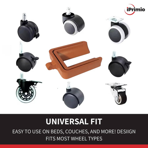 Different types of furniture casters with No Lift Wheel Stoppers For Rolling Furniture Bed And Furniture Stopper Keeps Your Bed From Sliding No Lifting Required Heavy Duty Caster Cups Solid Rubber 4 Pack Brown in the center