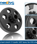 Five Eighth Inch Bore Centrifugal Clutch Eleven Tooth For 35 Chain, black metal design with sprocket details