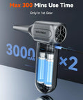 Electric Air Duster With 110000 RPM High-Speed Turbo Blast, Rechargeable 3-Speed Dust Blower, Extended Runtime, Silver Gray body