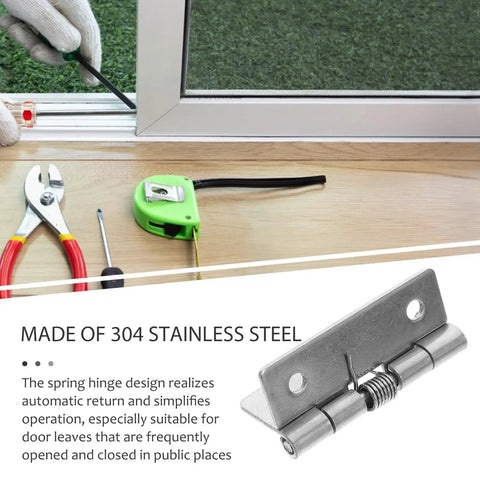 Hardcore Stainless Steel Self Closing Hinges Rock Solid Spring Loaded Door Hardware for frequent use with 304 stainless steel.