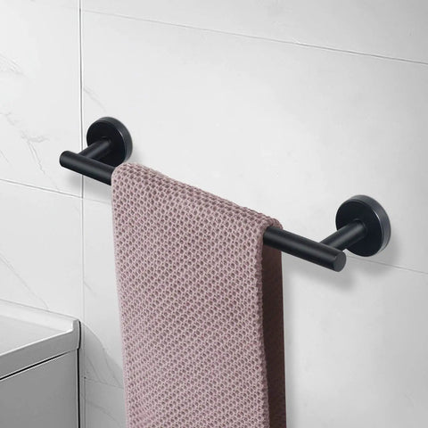 Matte Black 16 Inch Stainless Steel Bath Towel Bar Rack Wall Mounted With 13 Inch Usable Hanging Space, Rustproof 304 Grade Bathroom Organizer