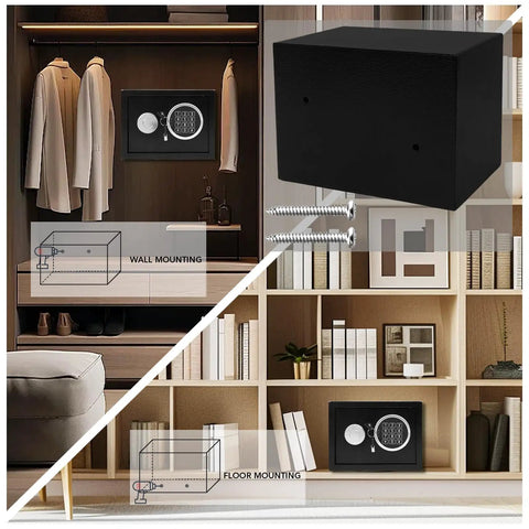 Rock Solid Security Safe Box With Digital Keypad And Backup Keys Steel Home Office Hotel Safe for cash, jewelry, documents.