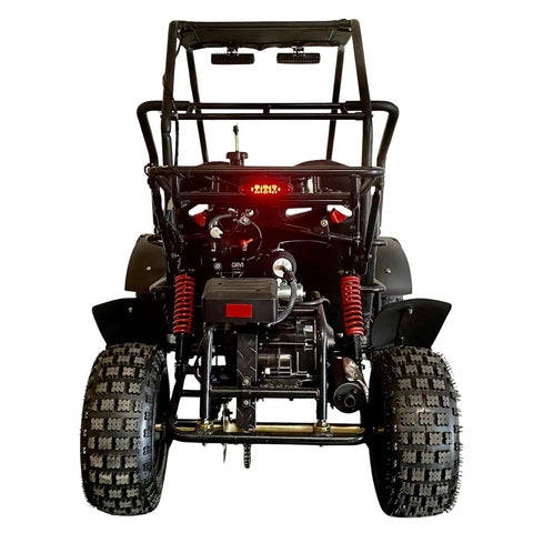 Rear view of 125cc Premium Two Seater Go Kart With Automatic Transmission And Reverse LED Headlights Safety Speed Governor