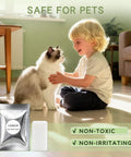 Child playing with a cat beside Heavy Duty Cat Litter Odor Eliminator With Ozone Purifier For Pets No Joke 99 Percent Odor Removal