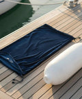 Hella Durable Inflatable Boat Fender Wrapped In Ultra Plush Velvet Keeps Dock Scratches At Bay Adjustable Closed End Marine Sock on dock with fender