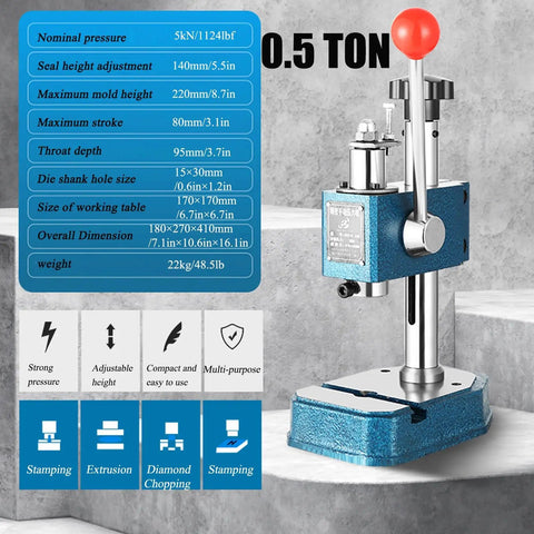 Heavy Duty Manual Punch Press With Automatic Return Lever And Adjustable Height Stand Ready For Precision Leather Crafting And Steel Punching Dead Serious Zero Cord Hassles On Deck For Busy Home Garage Or Pro Shop Grind