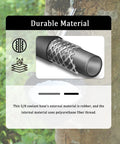 Close-up view of heater hose, 5/8 in ID, rubber exterior with braided polyurethane interior reinforcement for coolant.