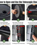 Instructions for using Ultra Sturdy Foldable Stool for Outdoor Adventures Portable Collapsible Chair with images showing setup process