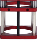 Dead On Aluminum Router Table Insert Plate That Clicks Securely Into Woodworking Rigs Matching Sixty Four To Sixty Five Mm Motors And Dishing Out Fifty One Mm Lift Stroke In Bold Blue, red support structure details.