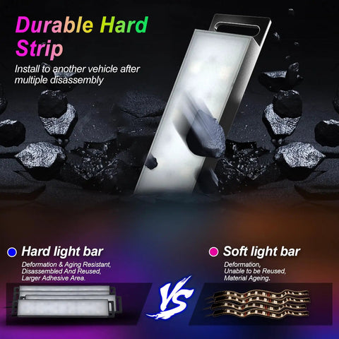 Car Interior LED Lights With App Control And DIY Mode Lit Multicolor Under Dash RGB Lighting Kit durable hard strip