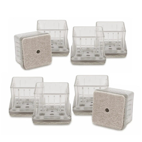 1 Inch Square Chair Leg Tips with Beige Felt Bottom No Slip Heavy Duty Silicone Caps 8 Count