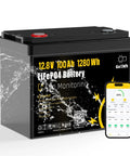 12V 100Ah LiFePO4 Marine Battery With Bluetooth App 1280Wh Deep Cycle Trolling Motor Battery Built In 100A BMS