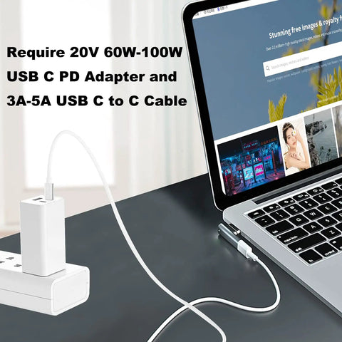 Magnetic USB C T Tip Charging Adapter With Two Heads For Type C 100W Fast Charging connected to 2013-2015 MacBook