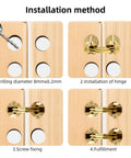 8 Piece Brass Barrel Hidden Hinges For Cabinets And Jewelry Boxes 8mm 180 Degree Concealed Hinge Hardware installation steps
