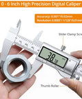 6 Inch Stainless Steel Digital Caliper With Feeler Gauge Set For Inside Outside Depth And Step Measurements, 0.001 Inch Precision, 0 to 6 Inch Range, LCD Display, Easy Read, Handy Machinist Tool For DIY Projects, measuring a metal ring
