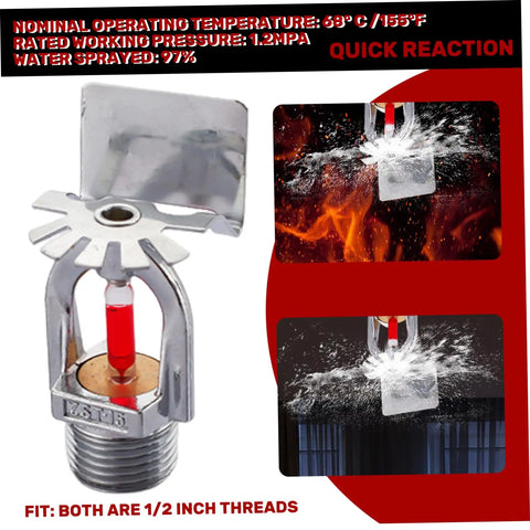 Top Notch Quick Response Fire Sprinkler Head Pendent Design Rated 155 Degrees Fahrenheit With Standard One Half Inch Thread showcasing solid copper construction and water spray action.