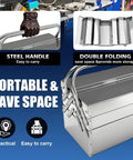 Metal Cantilever Tool Box With Fold Out Trays 3 Tier 5 Tray Stainless Steel Chest Stackable Portable Organizer For Home Garage Shop Factory Or Warehouse Use Built To Last Durable Rust Resistant Steel, steel handle and folded trays