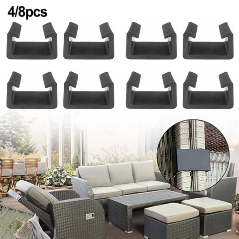 Outdoor Furniture Clips Set for Sectional Sofas, Plastic Patio Sofa Connectors to Lock Gaps Tight, 4/8 Pack Black