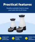 Hassle Free Double Pack Small Gravity Pet Food Station With Stainless Steel Bowl For Cats And Dogs Space Saving Self Dispenser.