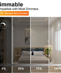 12 Pack Br30 Flood Light Bulbs For Indoor Recessed Fixtures Soft White 2700K showing dimmable settings in a cozy bedroom.