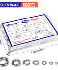 1100 Piece Spring Lock Washers Set In Stainless Steel For Screws And Bolts Metric Split Lock Washers From M2 To M12 Pro Grade Lock Washer Kit