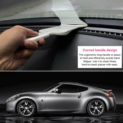 Long Handle Bulldozer Squeegee For Car Windows And Glass Tinting Flat Paddle Scrubber Tool in use on car windshield