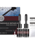 Hella Reliable Nano Glass Repair Fluid Windshield Fix Kit For Quick Invisible Patching Of Car Chips And Star Shaped Cracks Fast Emergency Auto Mirror Window Restoration Tool, 2x20ml kit with resin and tools.
