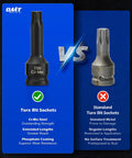 Comparison of Torx Bit Socket Set One Half Inch Drive Eight Piece Cr-Mo Steel Impact Sockets vs standard metal